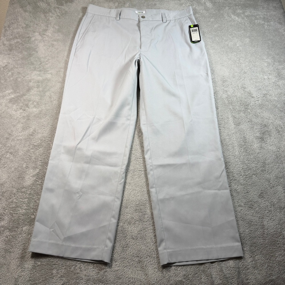 IZOD Golf Performance Pants Mens 36x29 Gray Flat Front Wicking NWT